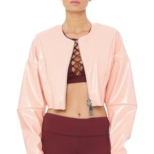 ALO Yoga pink liquid jacket size small NWT